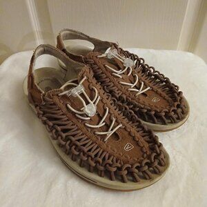 Keen UNEEK Round Cord Drawcord Leather Sandals Tortoise Shell/Birch Mens Size 10